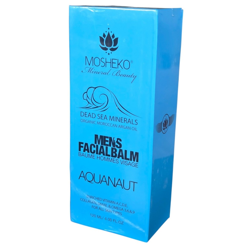 New Mosheko Facial Balm Mens 4oz Blue Aquanaut Dead Sea Minerals Argan‎ Oil $199